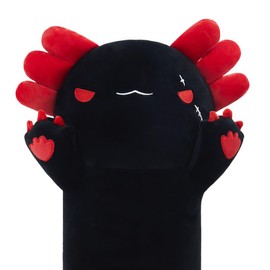 Yeqivo Long Axolotl Cuddly Toy, Soft Toy, Axolotl Plush Cushion, Cute Axolotl Plush Toy, Sleeping Pillow, Soft, Long Axolotl Cuddly Pillow, Gift for Children, Girlfriend (90 cm, Black)