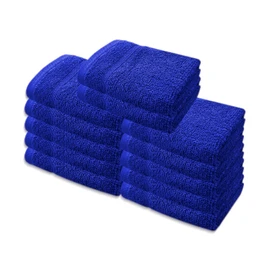 A & B TRADERS Premium Cotton Face Cloths Flannels Washcloth 12-Pack 500 GSM Ring Spun Soft Absorbent 30 x 30cm Towels (Royal Blue)
