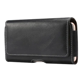 DFV mobile - Holster Horizontal Leather with Belt Loop für MAXCOM SMART MS457 (2018) - Black