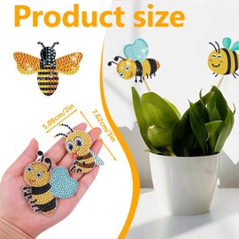 NHQZ 8 Piece Diamond Painting Bee Sets, Children and Adults Garden Decoration for Outdoor and Indoor, Balcony Decoration, Craft Diamond Painting Gift for Mum and Children, multicoloured