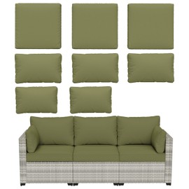 Pakunoda 8 pcs Outdoor Cushion Slipcovers Outdoor Patio Cushions Covers Replacement Waterproof with Zipper w/3 Seat Cushion Covers and 5 Backrest Pillow Covers, Covers Only