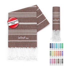 LeStoff Premium Hammam Towel 50 x 100 cm - 100% Organic Cotton, Prewashed, Sustainable, Lightweight, Compact, Absorbent & Quick Drying - Towel for Bath, Guests, Face, Sports, Travel, Camping (Brown)