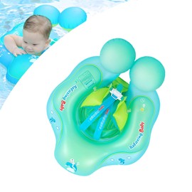 Newborn Baby Swimming Float 8-24 Months,Blue Inflatable Baby Pool Float Ring with Safety Seat Anti-Flip Tail,Inflatable Baby Swimming Ring Floating Swim Circle for Babies Toddlers Infant Swim Ring