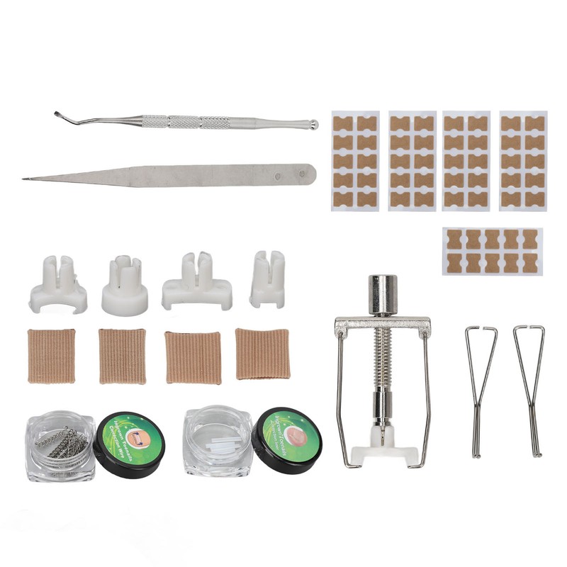 Ingrown Toenail Lifter Set Toenail Patch Sleeves Tweezers Stainless Steel