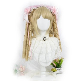 R REEWES FASHION Platinum Blonde Roman Roll Wig Vintage Wig Regency Ringlet Long Curly Synthetic Hair for Tea Party