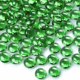 CYS EXCEL 5LBS Green Glass Gemstone Beads Vase Fillers Flat Marble Beads Multiple Color Choices Aquarium Decor Rocks Floral Stones Decorative Mosaic Glass Gem Pebbles