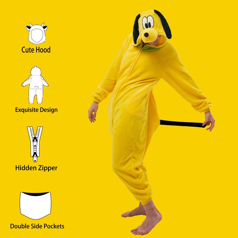 NEWCOSPLAY Unisex Adult Pluto Onesie Pajamas Animal One Piece Costume
