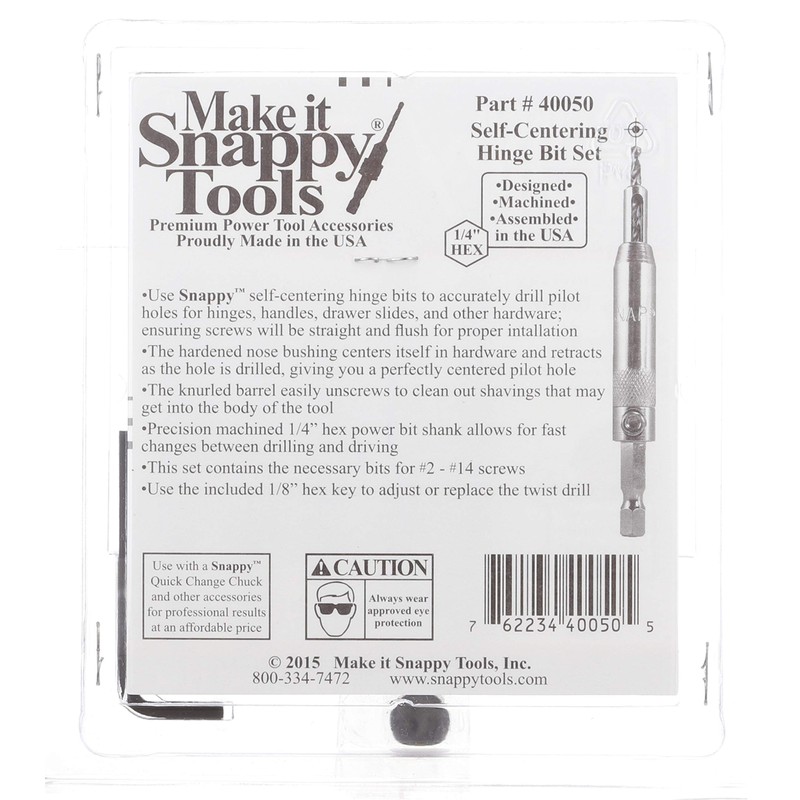 Make it Snappy Tools 5pc Self Centering Hinge Drill Bit