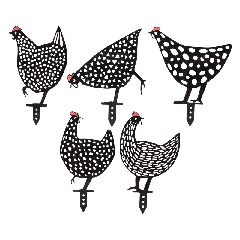 5Pcs Rooster Silhouette Acrylic Hollowed Assorted Style Rich Details Black