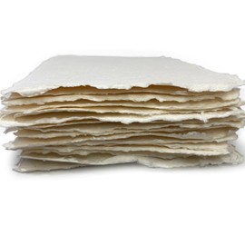 Ultra Thick Handmade Watercolor Paper with Deckle Edge - 500GSM - Premium White Cold Press Textured Mixed Media Paper Made with Recycled Cotton - 25 Loose Leaf Sheets - 8x8" / 20.3x20.3 cm