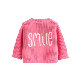 NEXT Smile Baby Cardigan with Button Closure, Pink Smile