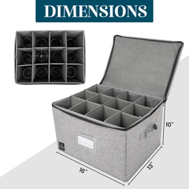 Unison Kitchen Stemware Storage Container - Fine China Storage Container - Wine Glass Storage - Stackable, Hard Top and Sides, Fully Padded Interior