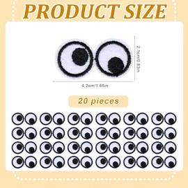 GUOYOU Pack of 20 patches, iron-on patches, children, iron-on patches, eyes iron-on patches, for T-shirts, jeans, clothing bags, hats, repair the hole