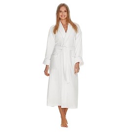 Terry Cloth Bathrobe by BOCA TERRY, Luxury Robe for Women, Plush White Cotton Hotel Spa Robes, 2X (XXL)