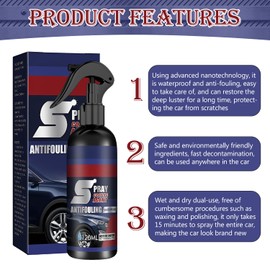 3 in 1 Ceramic Car Coating Spray,Multi-Functional Coating Renewal Agent,High Protection Quick Car Coating Spray Fast-Acting,Plastic Parts Refurbish Agent,Waterless Car Wash,Nanotechnology (2PCS)