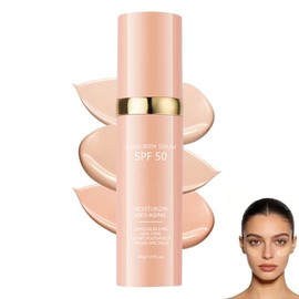 Foundation 4 en 1, Base Hidratante que Cambia de Color con FPS 50+, Base que Cambia de Color, Corrector, Protección Solar, Larga Duración y Resiste, se Ajusta Automáticamente para Adaptarse al Tono