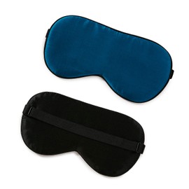 Vtrem 100% Silk Sleep Mask for Sleeping Double Layer Comfortable & Super Soft Eye Mask With Adjustable Elastic Strap Works With Every Nap Position, Blindfold, Blocks 100% Light (Royal-blue)