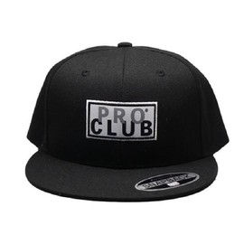 PROCLUB Men's Retro Flat Bill Logo Hat Casual PRO CLUB Logo Snapback Hat Hip Hop LA Streetwear Casual Hat Black White Gray Cotton Plain Summer Winter - Color: Black, Size: One Size (Snapback)