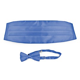 Moda di raza- Hombres 'S/niños satén Pajarita Y Cummerbund Set Tuxedo Prom Boda, Azul