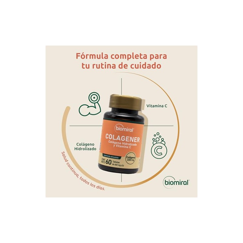 Biomiral Colagener Suplemento Alimenticio Colágeno Hidrolizado Vitamina Tabletas 660 1000