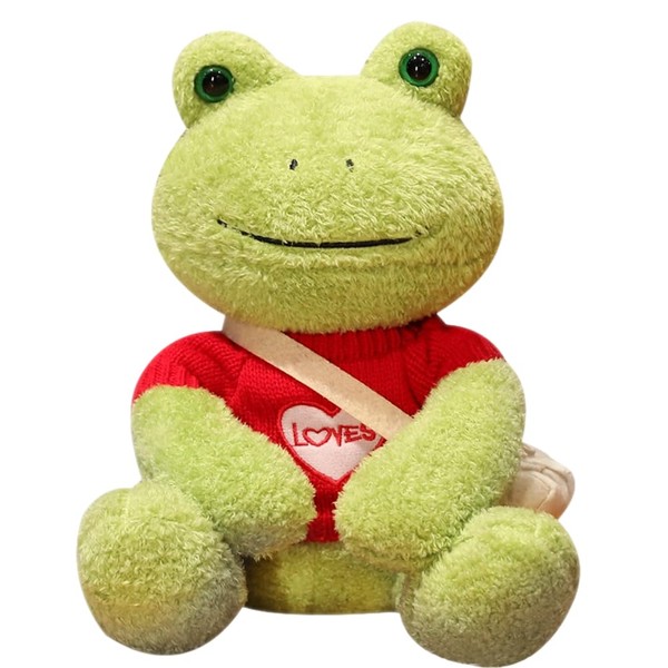 ZPSOSPZ Cute Frog Plush in Red LOVE Sweater, Adorable Stuffed