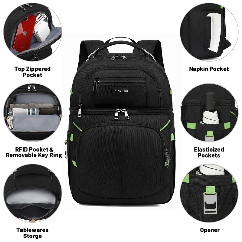 Cooler Backpack,Double Deck Leak Proof Cooler Bag,Insulated Backpack Cooler Lunch