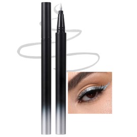 Erinde Silver Liquid Glitter Eyeliner, Liquid Glitter Eyeliner Pen, Metallic Pearlescent Eye Liner Pencil, Shimmer Eye Makeup Waterproof, Durable Sparkling Eyeshadow Pen #Silver