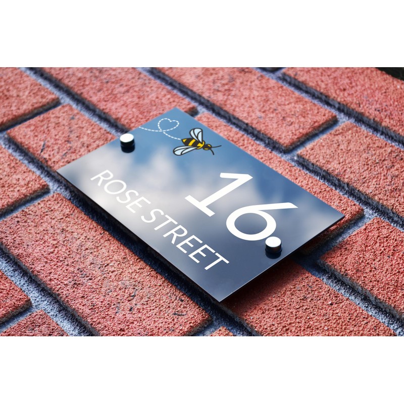 Badgemaster Modern Anthracite House Number Sign Plaque Stainless Steel Standoffs