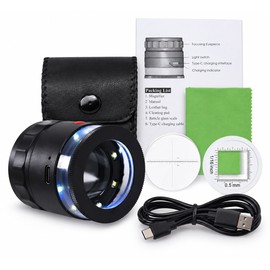10X Jeweler Loupe for Detail Inspection – Rechargeable K9 Optical Glass Magnifier with LED & UV Lights for Precision Work