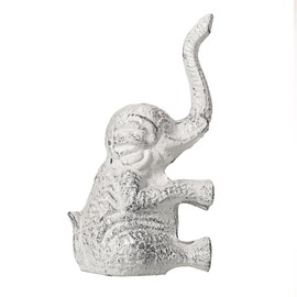 Sumnacon Cast Iron Cute Elephant Door Stop - Heavy Duty Floor Door Stopper Avoid Drilling Hole, Vintage Iron Doorstop for Patio Yard Garden Farmhouse Home Office Commercial Industrial,Retro White