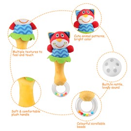 Ballery Baby Soft Rattle Sensory Toys, 2 Pack Rattle Baby Toys Newborn First Plush Rattle Infant Developmental Hand Grip Baby Toys with Sound for Baby 0-12 Months