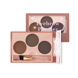 Boobeen 3 Farben Augenbrauenpuder Makeup Brow Palette, Augenbrauenpuder Brow Shaping Kit, abgeschrägte Brow Brush, schafft perfekt geformte 3D Brows