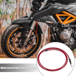 Motoforti Universal 190cm 74.8" Motorcycle Brake Clutch Oil Hose Line Pipe Hydraulic Reinforced Stainless Steel Braided Red