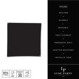 LUXE PARTY NYC Plastic 30 Pack Dinnerware Plates | Disposable| 8" | Salad Plate | Appetizer | Dessert| Partyware| Party Supplies | Holidays | Silver Black