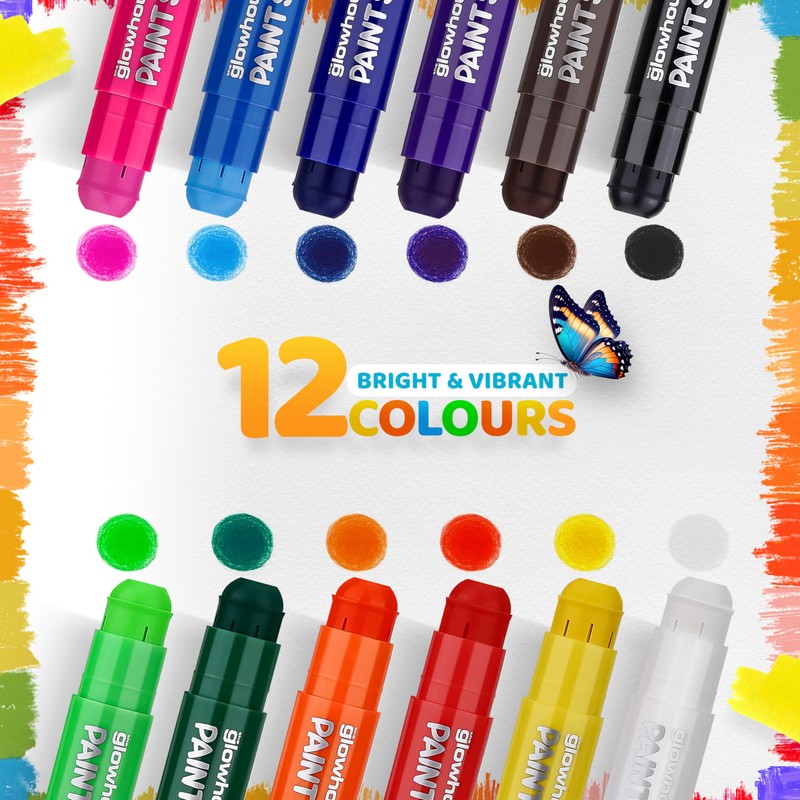 The Glowhouse Tempera Paint Sticks Classic Colours 12 Pack -