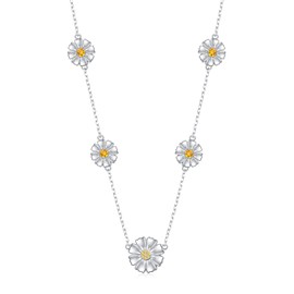 DAOSHANG Sterling Silver Daisy Flower Choker Necklace for Women Spring Daisy Sunflower Clavicle Chain Necklace for Women Girlfriend Gifts Wedding Party Jewelry