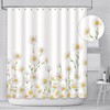 AIBIIN White Daisy Shower Curtain Spring Floral Rustic Farmhouse Blossom