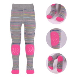 L&K-II Pack of 3 Crawling Tights Baby Girls Boys Tights with ABS Sole Non-Slip Nubs Dots Animal Heart Motif 2732, 2732B-3 Series