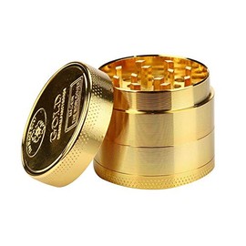 Moledor de Especias Metálico Oro - Manual - 40 mm - Dientes Diamante - Catcher de Polen
