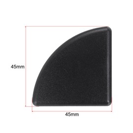 sourcing map Standard Plastic Fan-Shaped Aluminum Extrusion End Cap Black 45x45mm 12pcs