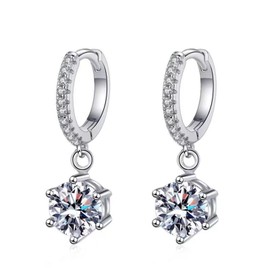 Diamond Earrings for Women Men Moissanite Stud Earrings, 0.4Ct-4Ct D Color VVS1, 18K White Gold Plated 925 Sterling Silver Studs with Screw Ear Backs,Gifts for Wife Mom Girlfriend Boy and Girl ( Fashion 6 claw - 2Ct )