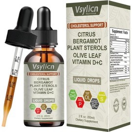 Citrus Bergamot Liquid Drops 60ml Vegan - Lower Cholesterol Levels - Cholesterol Complex Supplement with Citrus Bergamot & Olive Leaf - for Heart Health & Effectively Boosts Immunity