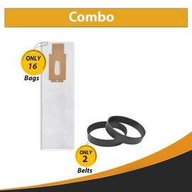 16 Pack Vacuum Bags Replacement for Oreck Type CC XL XL2 XL7 XL21 Upright Vacuum Fit for All Oreck XL Upright Vacuums With 2 Belts Replaces Part # CCPK8DW, CCPK8, AK1CC6A