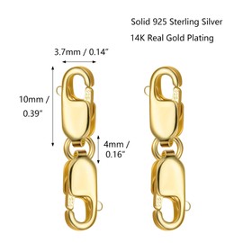 AEXCRAFT Pack of 2 Chain Extenders Gold Chain Clasp Silver 925 Jewellery Clasp for Bracelet Chains Necklaces DIY Jewellery Making