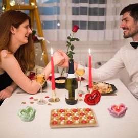 Rose Candle Molds Heart Shape 3D Rose Flower Molds Silicone Valentine's Day Silicone Molds for Making Candle Resin Soap Aromatherapy Candle Clay Craft