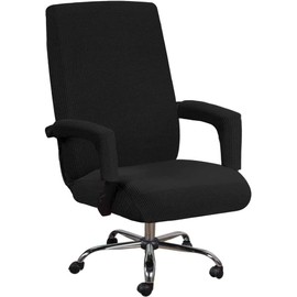 Stretch Office ​Chair Seat Covers with Armrest Sleeve​, Jacquard Pattern High Back Computer Chair Slipcovers Removable Stretchable Covers Armchair Covers for Universal Rotating Boss Chair