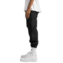 THWEI Mens Cargo Pants Casual Joggers Athletic Pants Cotton Loose Straight Sweatpants Black M