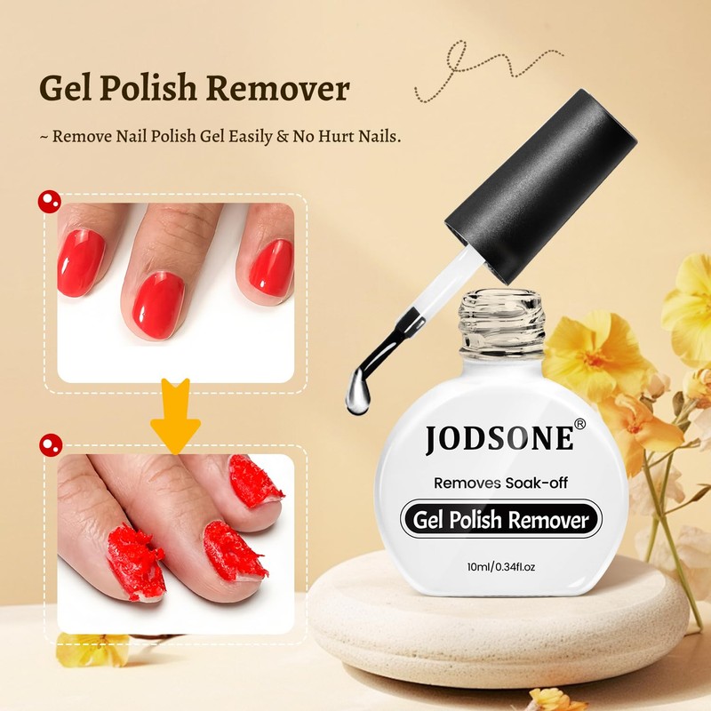 JODSONE 3Pcs 10ml Top and Base Coat Gel Nail Remover