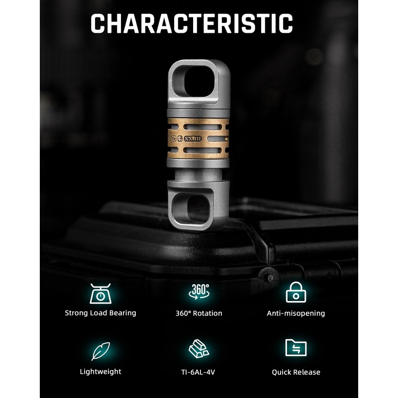 TISUR Titanium Quick Release Swivel Keychain, Heavy Duty Detachable Keychain