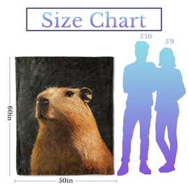 CUEBOS Capybara Portrait Flannel Throw Blanket 50x60 Inch, Realistic Animal with Dark Background Blankets Soft Cozy Fleece Throws for Nature Lover Bed Sofa Dorm Living Room Decor Gifts